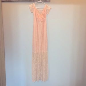 Peach maternity lace dress